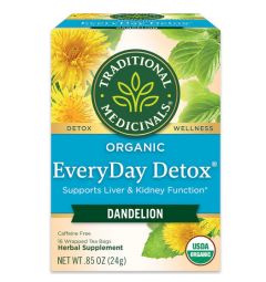 Traditional Medicinals, Organic Everyday Detox dandelion, 16 Wrapped Tea Bags