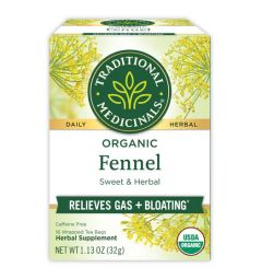 Traditional Medicinals, Organic Fennel relieves gas+ Bloating , 16 Wrapped Tea Bags