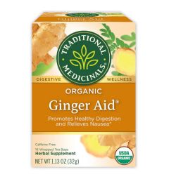 Traditional Medicinals, Organic ginger aid digestion & relieves nausea, 16 Wrapped Tea Bags