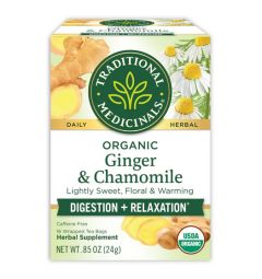 Traditional Medicinals, Organic Ginger & chamomile digestion+relaxation , 16 Wrapped Tea Bags