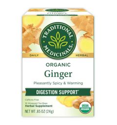 Traditional Medicinals, Organic ginger digestion support pleasantly spicy & warming, 16 Wrapped Tea Bags