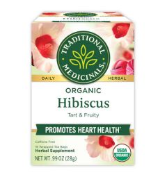 Traditional Medicinals, Organic Hibiscus Promotes heart health tart & fruity , 16 Wrapped Tea Bags