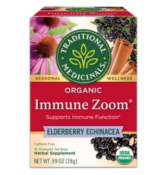 Traditional Medicinals, Organic Immune Zoom supports immune function , 16 Wrapped Tea Bags