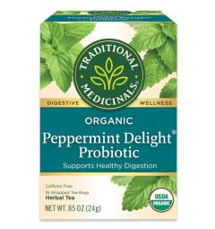 Traditional Medicinals, Organic Peppermint Delight Probiotic, 16 Wrapped Tea Bags