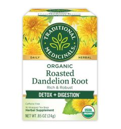 Traditional Medicinals, Organic roasted dandelion root Detox + digestion , 16 Wrapped Tea Bags