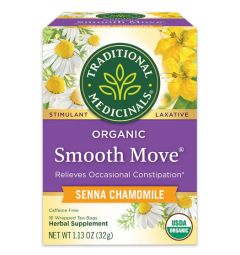 Traditional Medicinals, Organic Smooth move senna chamomile, 16 Wrapped Tea Bags