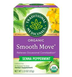 Traditional Medicinals, Organic Smooth move senna peppermint, 16 Wrapped Tea Bags