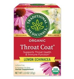 Traditional Medicinals, Organic Throat coat Lemon echinacea , 16 Wrapped Tea Bags