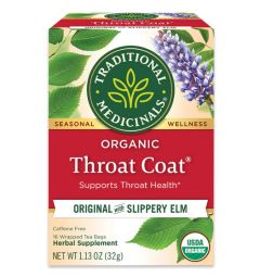 Traditional Medicinals, Organic Throat coat Original with slippery elm , 16 Wrapped Tea Bags