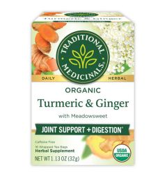 Traditional Medicinals, Organic Turmeric & Ginger Joint support + Digestion, 16 Wrapped Tea Bags