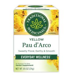 Traditional Medicinals, yellow Pau d'Arco everyday wellness, 16 Wrapped Tea Bags