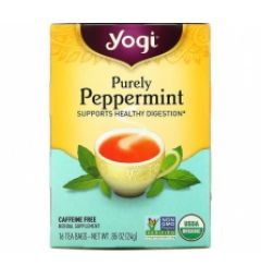 Yogi Tea, Purely Peppermint, Caffeine Free, 16 Tea Bags, .85 oz (24 g)