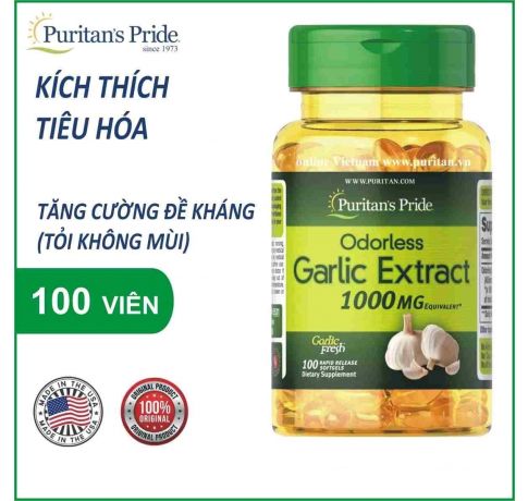 Dầu Tỏi Puritan's Pride Garlic Oil 1000mg 100 Viên