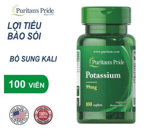  Viên uống lợi tiểu hỗ trợ giảm sỏi thận Potassium 99mg Puritan's Pride 100 viên