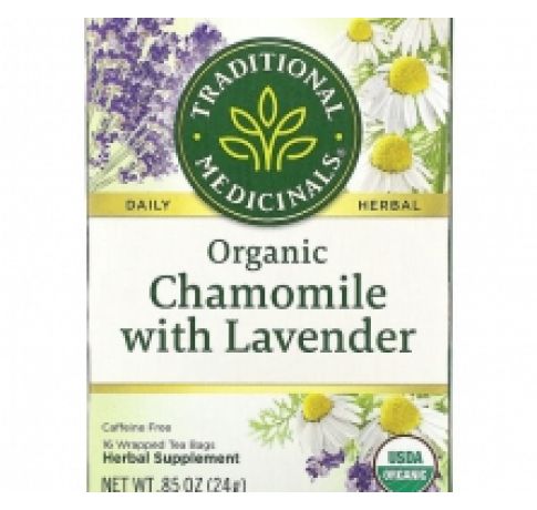 Traditional Medicinals, Organic Chamomile with Lavender, Caffeine Free, 16 Wrapped Tea Bags, .85 oz 