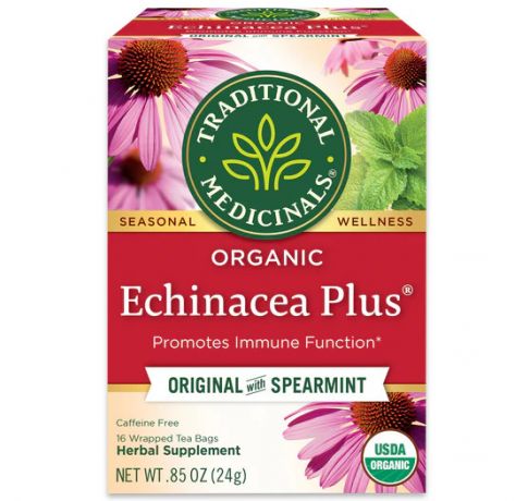 Traditional Medicinals, Organic Echinacea Plus original with spearmint, 16 Wrapped Tea Bags