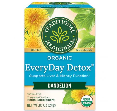 Traditional Medicinals, Organic Everyday Detox dandelion, 16 Wrapped Tea Bags