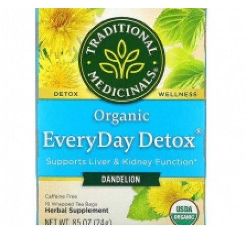 Traditional Medicinals, Organic EveryDay Detox, Dandelion, Caffeine Free, 16 Wrapped Tea Bags, .85 (