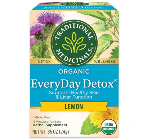 Traditional Medicinals, Organic Everyday Detox Lemon supports healthy liver function , 16 Wrapped Tea Bags