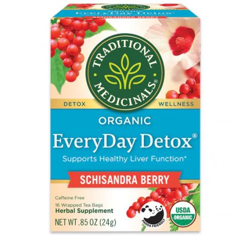 Traditional Medicinals, Organic Everyday Detox schisandra berry supports healthy liver function , 16 Wrapped Tea Bags