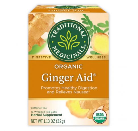 Traditional Medicinals, Organic ginger aid digestion & relieves nausea, 16 Wrapped Tea Bags