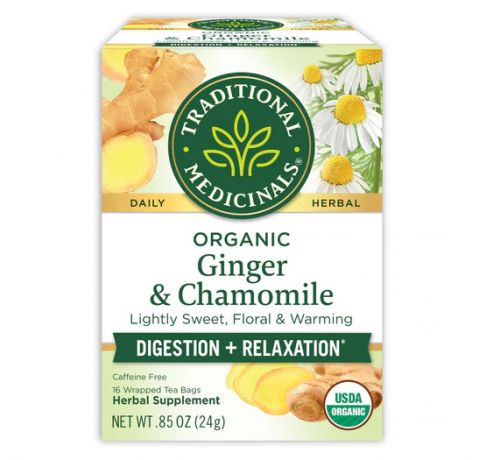 Traditional Medicinals, Organic Ginger & chamomile digestion+relaxation , 16 Wrapped Tea Bags