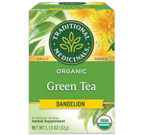 Traditional Medicinals, Organic green tea Dandelion 16 Wrapped Tea Bags