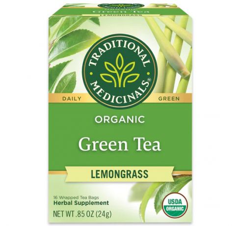 Traditional Medicinals, Organic green tea lemongrass , 16 Wrapped Tea Bags