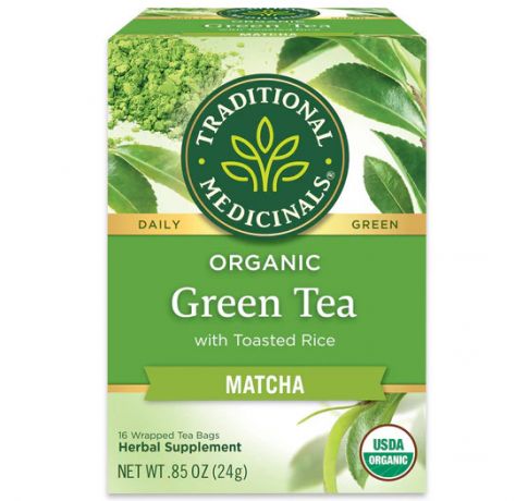 Traditional Medicinals, Organic green tea matcha with toasted rice , 16 Wrapped Tea Bags