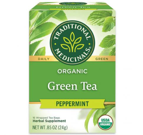 Traditional Medicinals, Organic green tea peppermint , 16 Wrapped Tea Bags