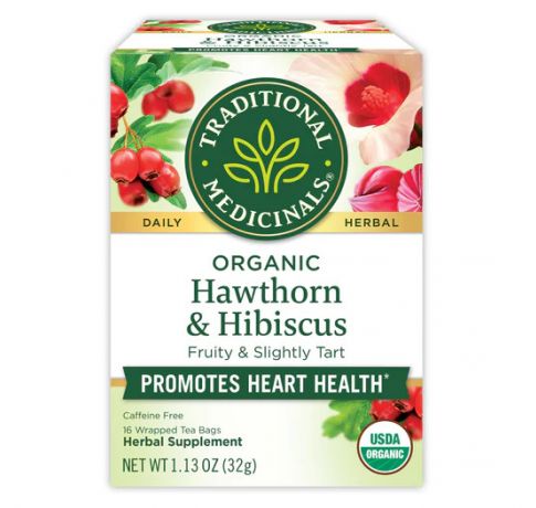 Traditional Medicinals, Organic Hawthorn & Hibiscus Promotes Heart health , 16 Wrapped Tea Bags