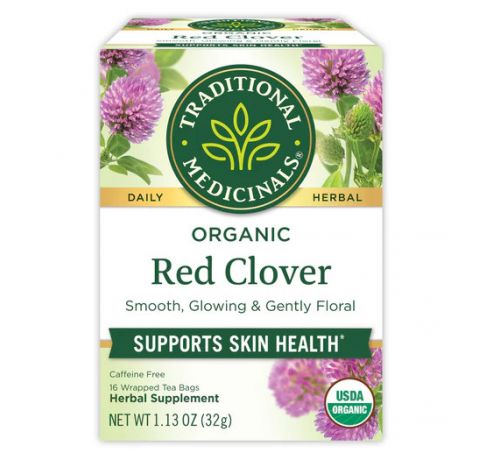 Traditional Medicinals, Organic Red Clover supports skin health , 16 Wrapped Tea Bags