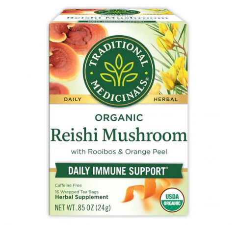 Traditional Medicinals, Organic Reishi Mushroom daily immune support , 16 Wrapped Tea Bags