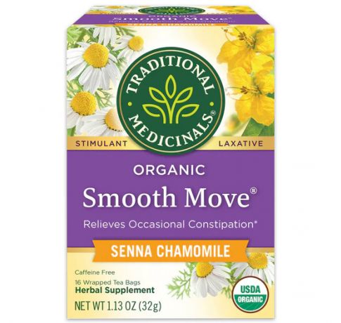 Traditional Medicinals, Organic Smooth move senna chamomile, 16 Wrapped Tea Bags