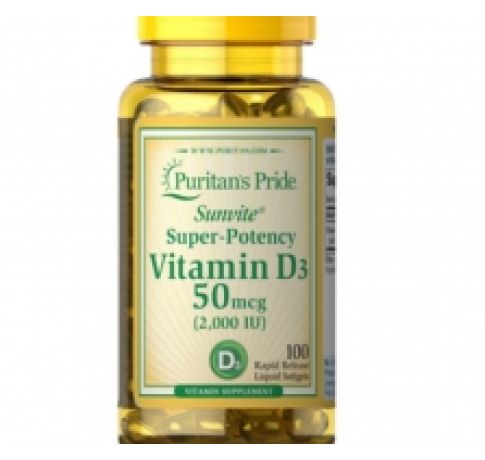 Puritan’s Pride Vitamin D3 50mcg (2000 IU) 100 Softgels