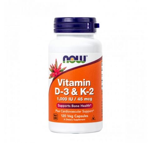 Vitamin D-3 & K-2 1,000 IU / 45 mcg 120 Veg Capsules