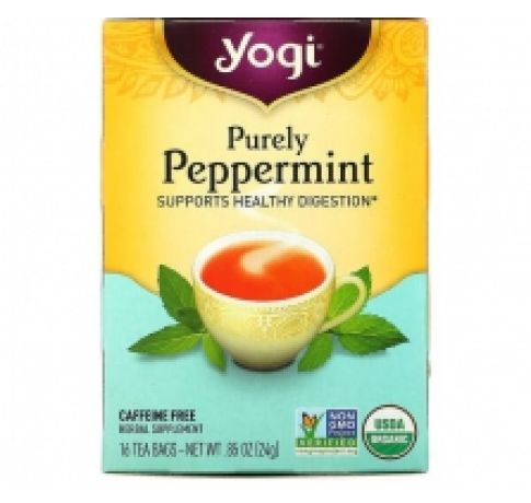 Yogi Tea, Purely Peppermint, Caffeine Free, 16 Tea Bags, .85 oz (24 g)